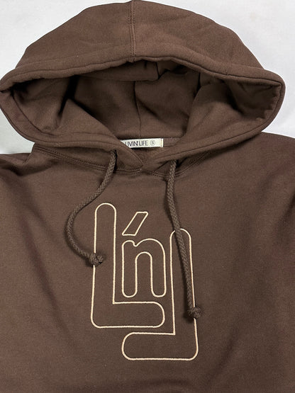 Embroidered LnL Heavyweight Hoodie (Brown / Khaki)