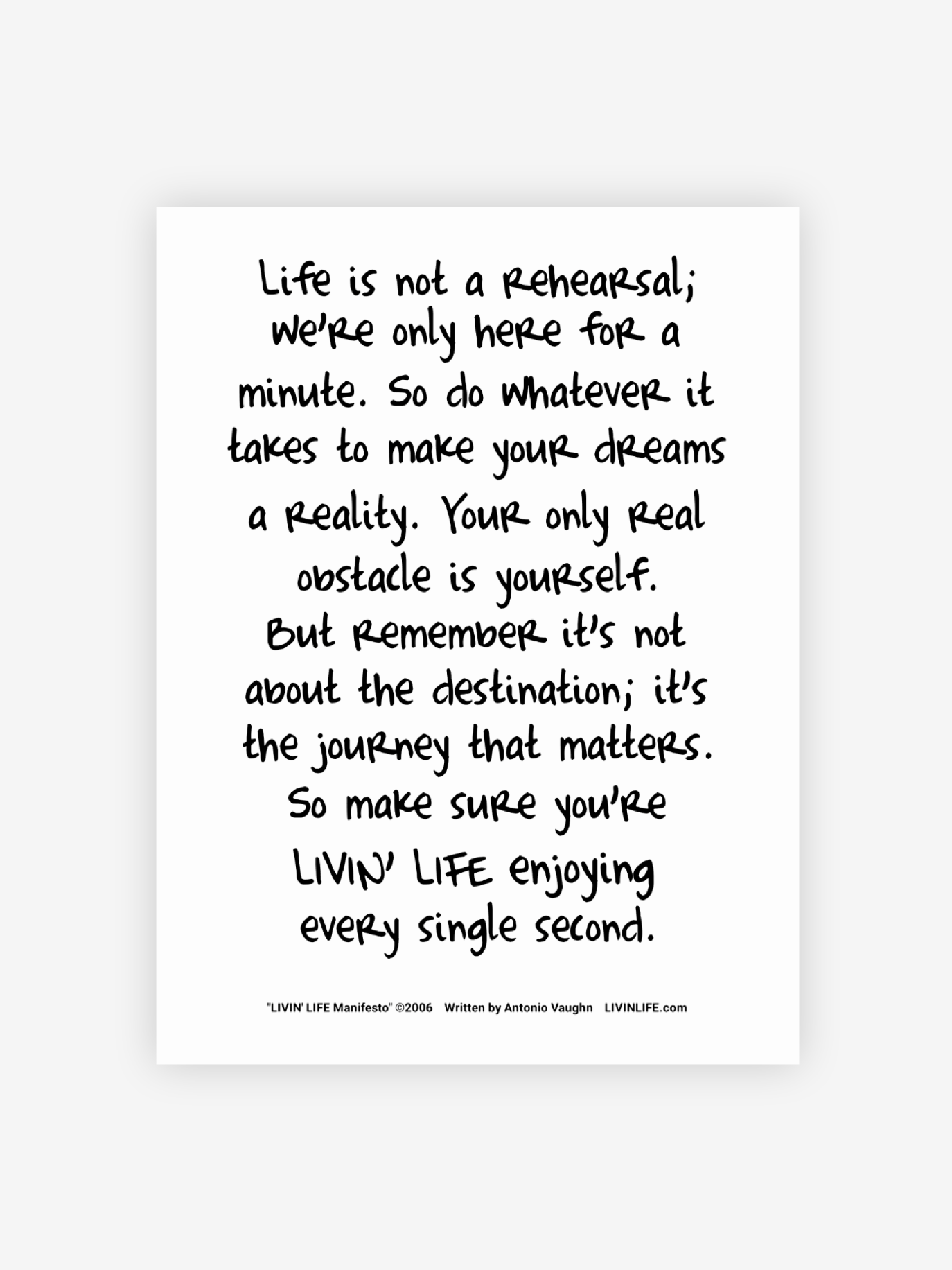 LIVIN' LIFE® Manifesto Print (White / Black)