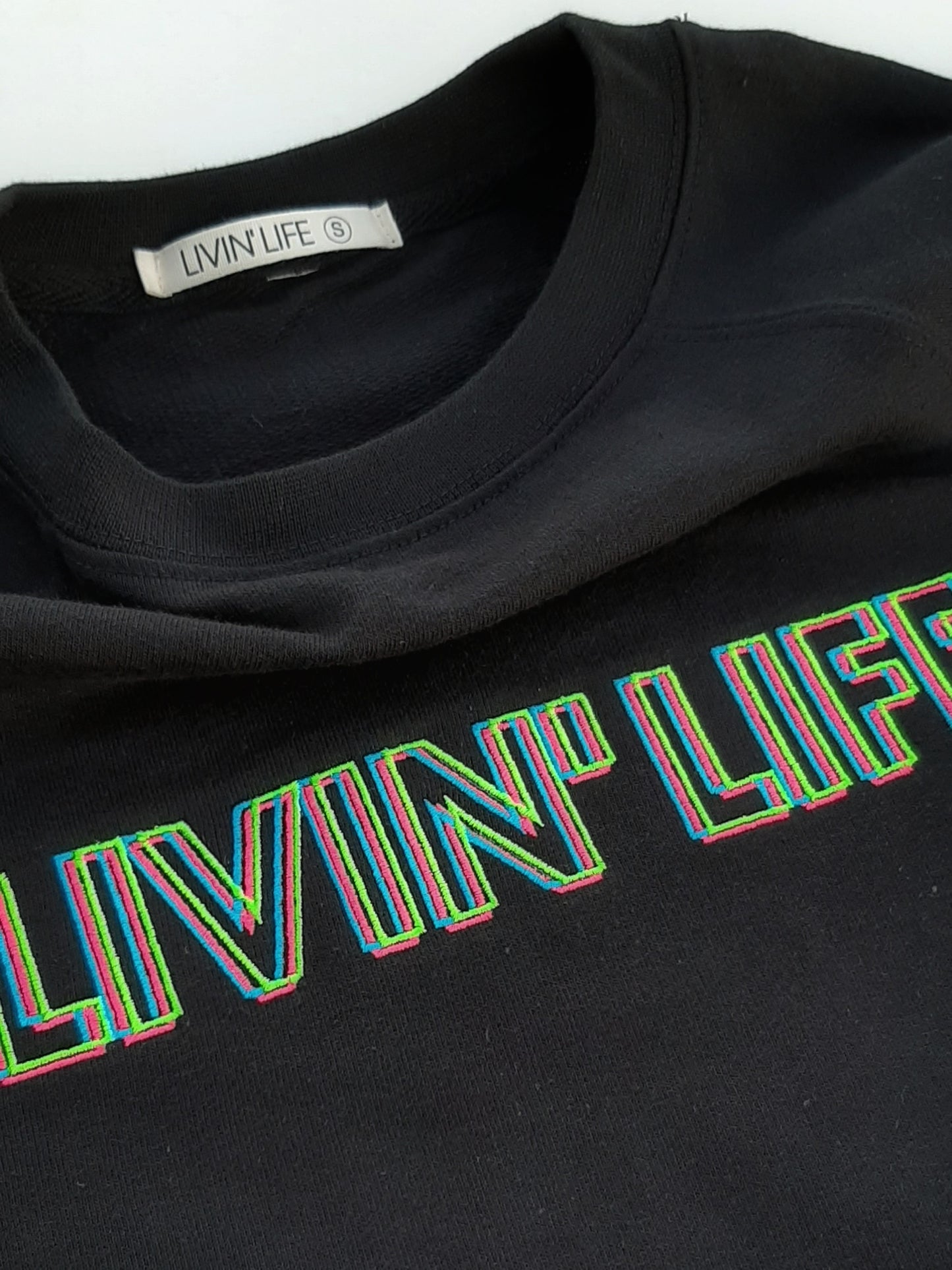 "Neon Lights" French Terry Sweatshirt (Black)