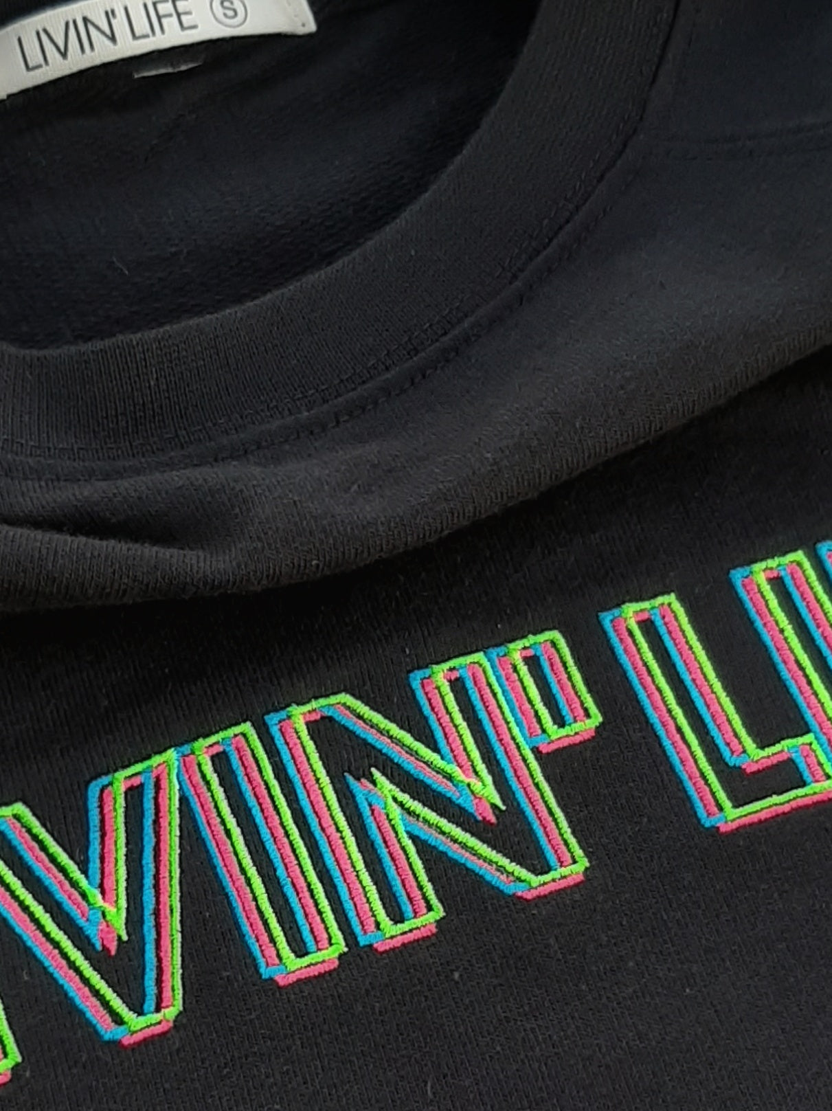 "Neon Lights" French Terry Sweatshirt (Black)