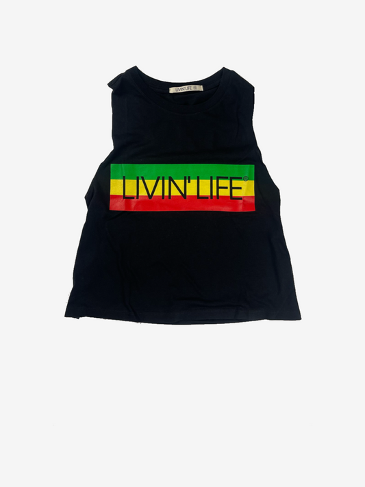 Signature Cropped Racerback Tank (Black / IRIE)