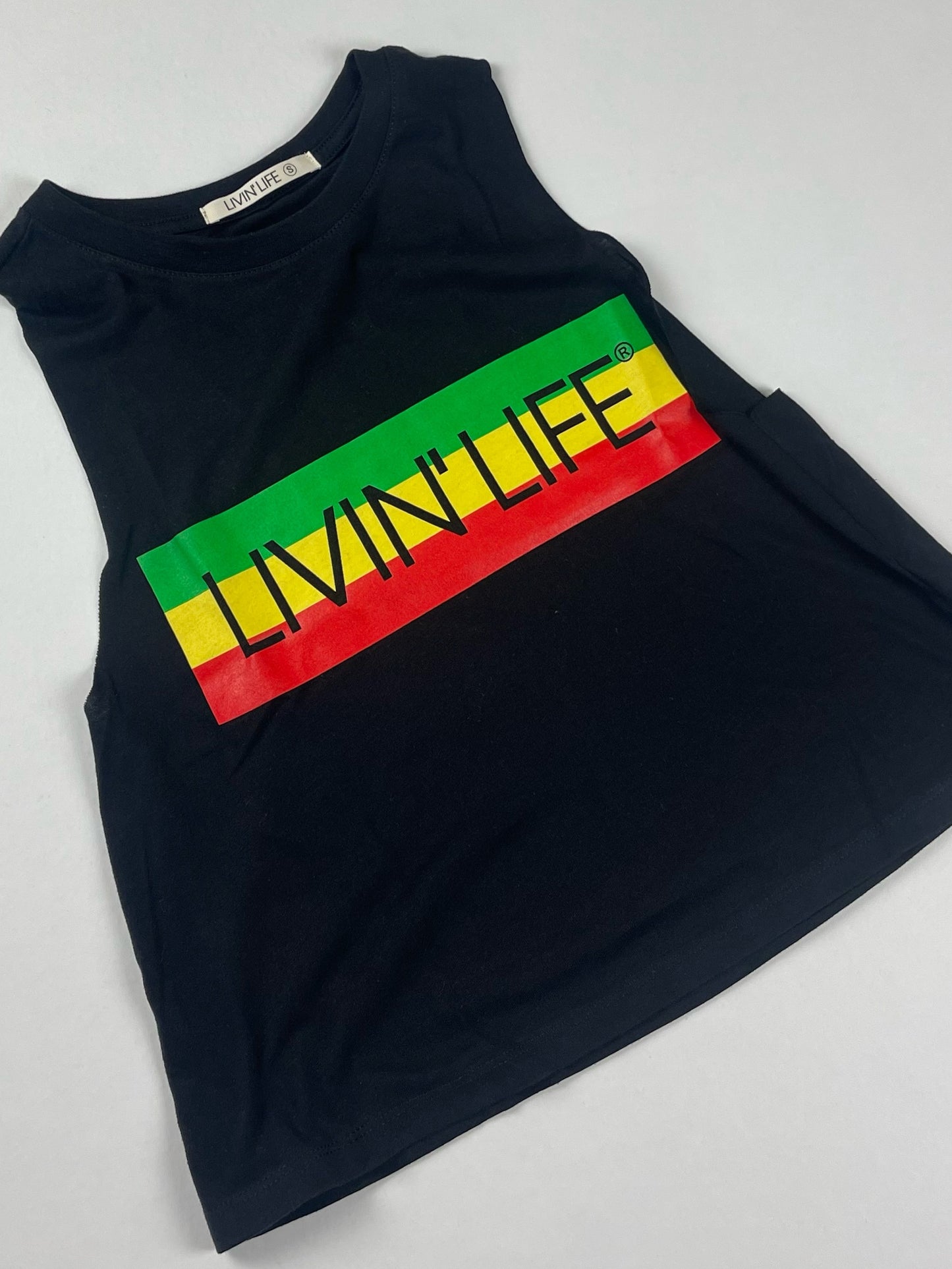 Signature Cropped Racerback Tank (Black / IRIE)